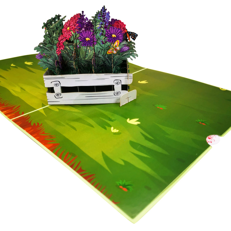 Mixed Flower Garden Planter 3D Pop Up Card UK