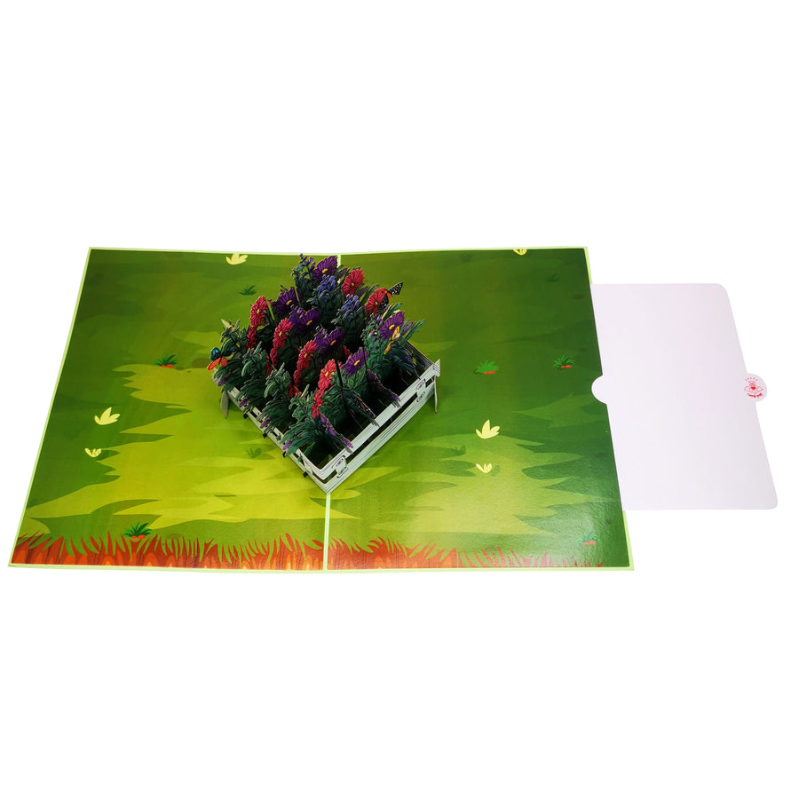 Mixed Flower Garden Planter 3D Pop Up Card UK