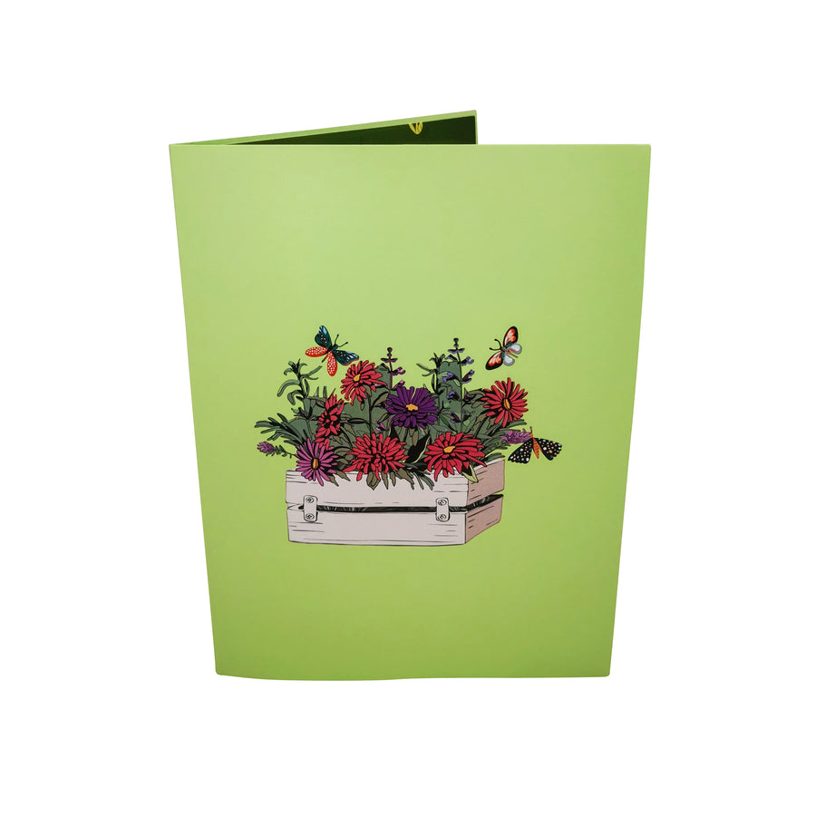 Mixed Flower Garden Planter 3D Pop Up Card UK