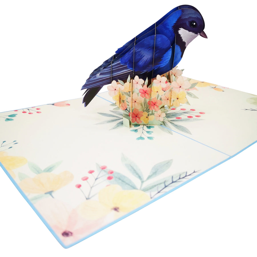 Bluebirds & Spring Flowers 3D Pop Up Card UK