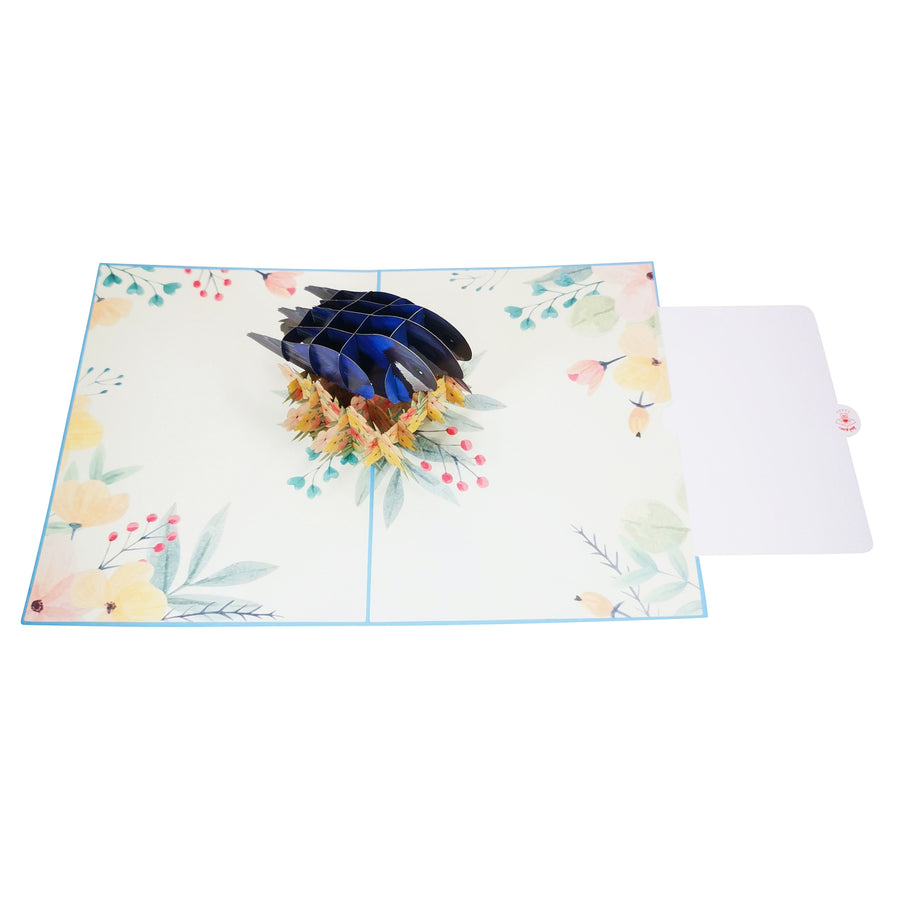 Bluebirds & Spring Flowers 3D Pop Up Card UK