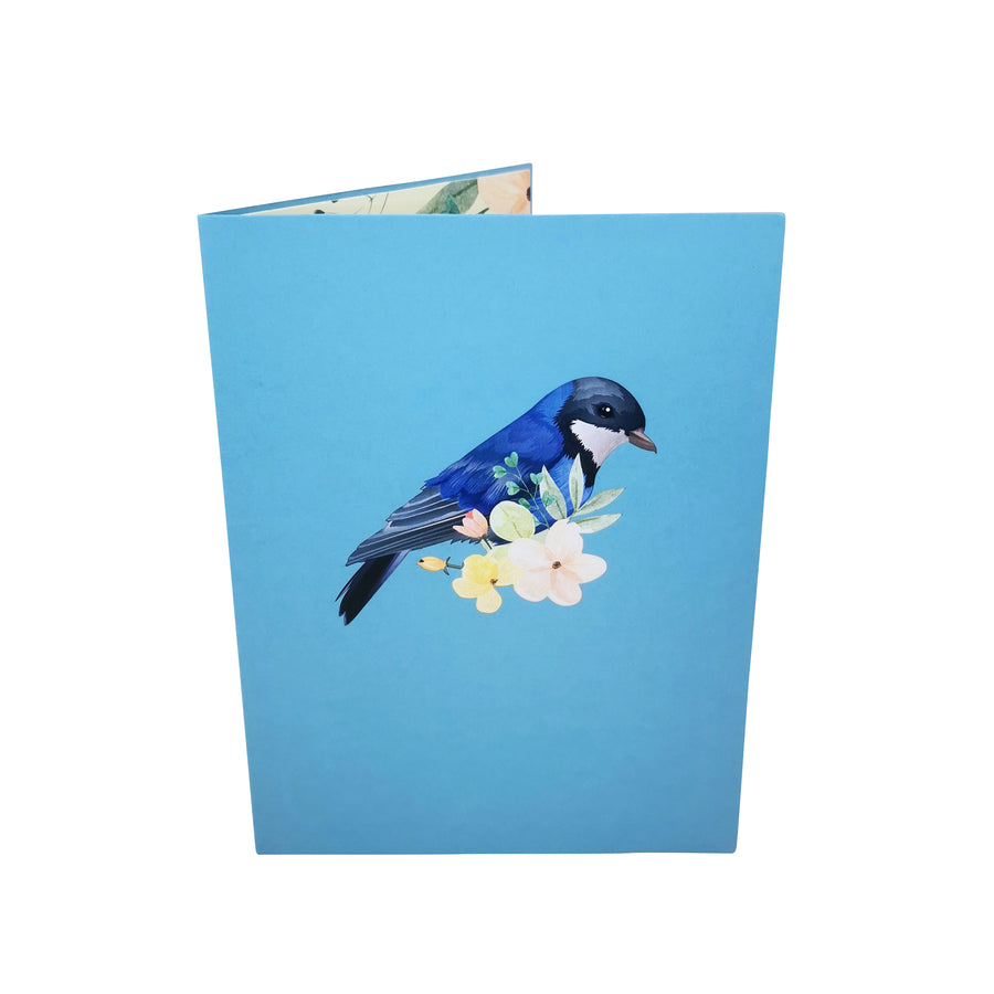 Bluebirds & Spring Flowers 3D Pop Up Card UK