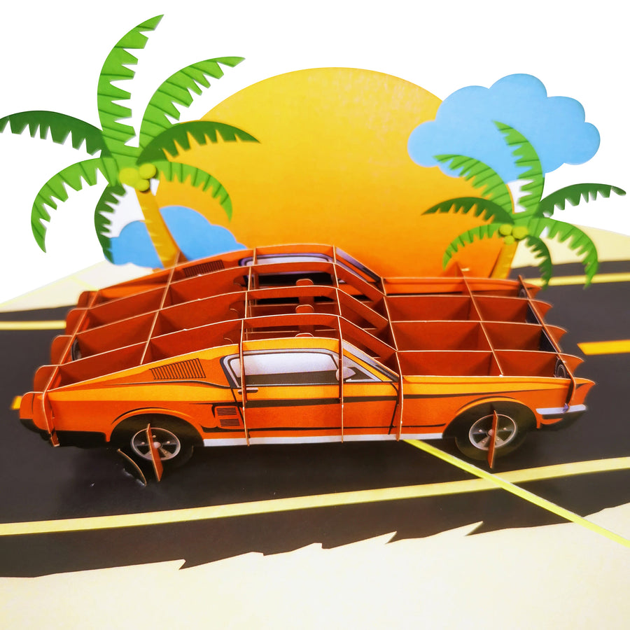 Coupe Car Sunset Cruising Pop-Up Card