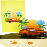 Coupe Car Sunset Cruising Pop-Up Card