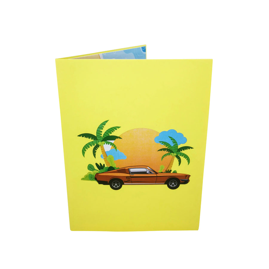 Coupe Car Sunset Cruising Pop-Up Card