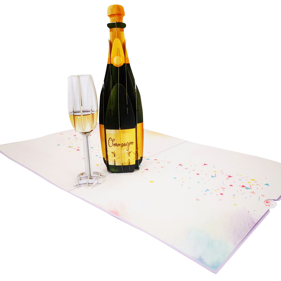 Champagne & Flute 3D Pop Up Card UK
