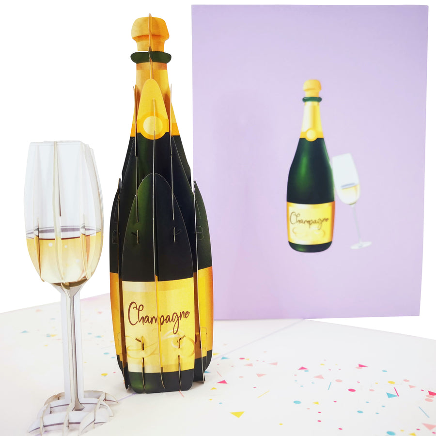Champagne & Flute 3D Pop Up Card UK