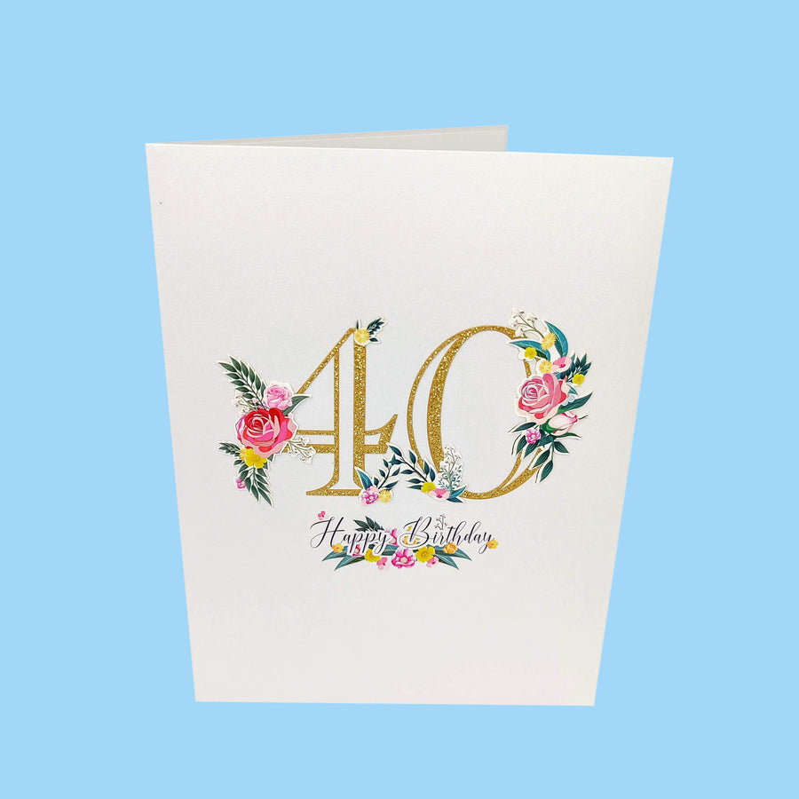 Fortieth Birthday 3D Pop-Up Card UK