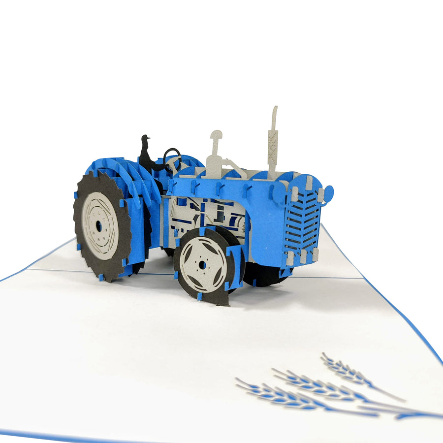 Farm Tractor in Blue 3D Pop-Up Card UK