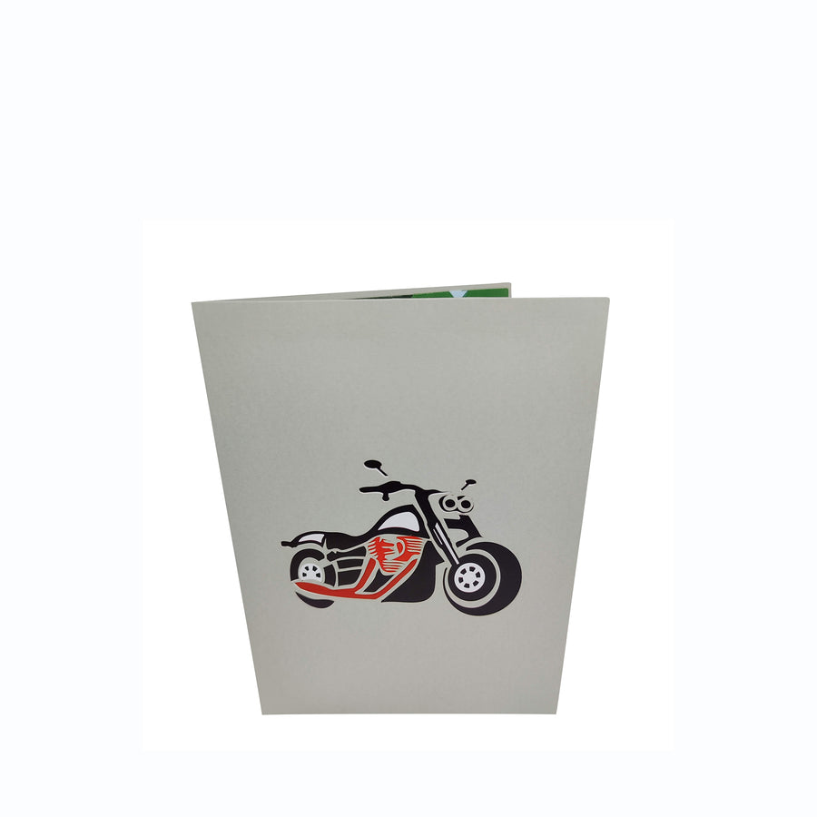 Red & Black Motorbike Pop-Up Card