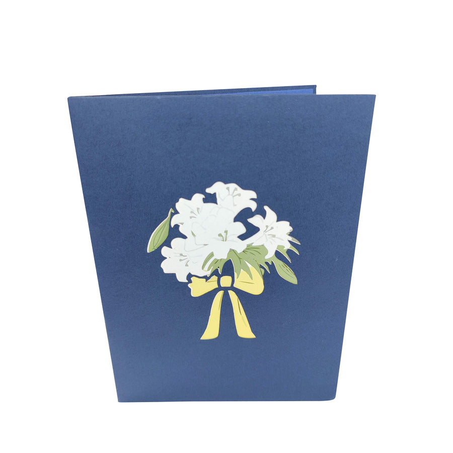 White Lily Vase Pop-Up Card