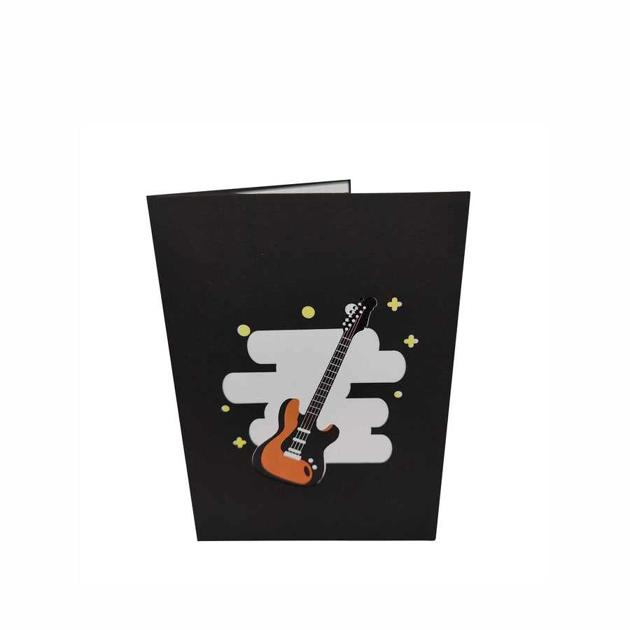Black & Orange Electric Guitar Pop-Up Card
