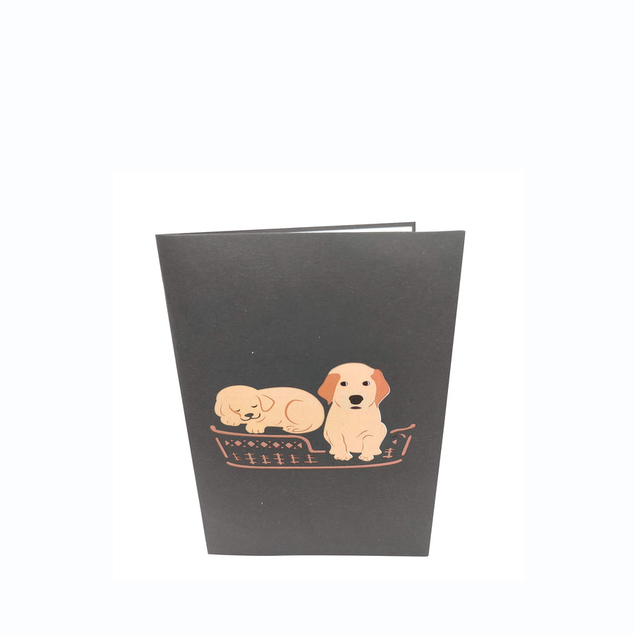 Golden Labrador Mum & Puppies Pop-Up Card
