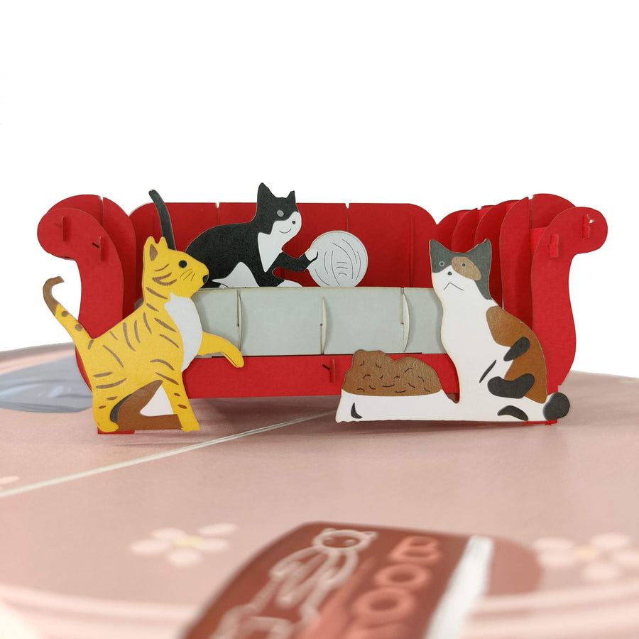 Cats on the Red Sofa Pop-Up Card