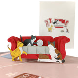 Cats on the Red Sofa Pop-Up Card