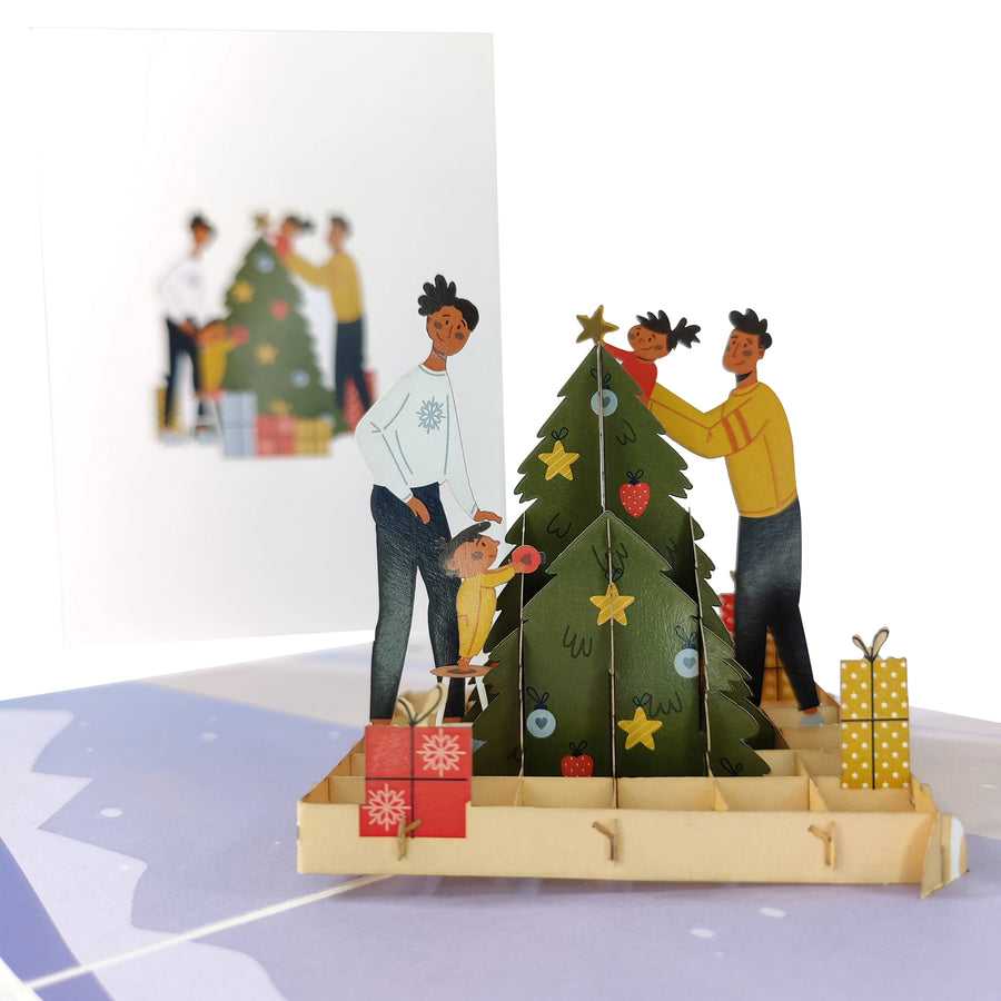 Family Decorating Tree Pop-Up Card