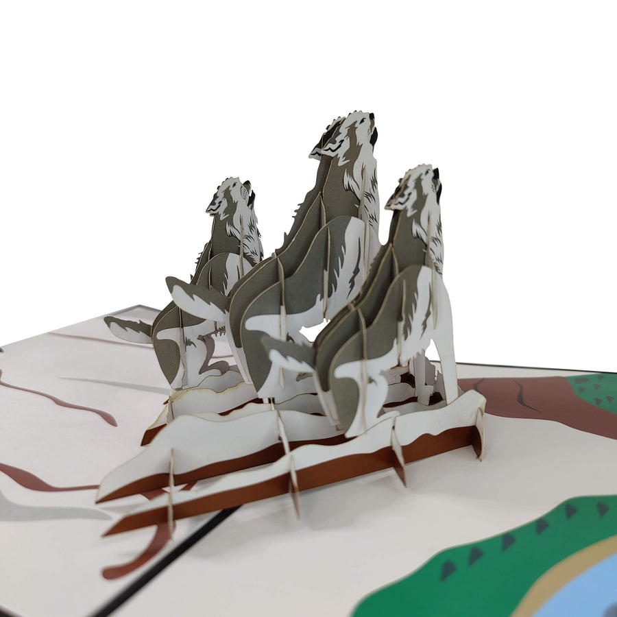 Howling Wolves Pop-Up Card