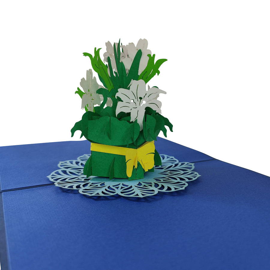 White Lily Vase Pop-Up Card