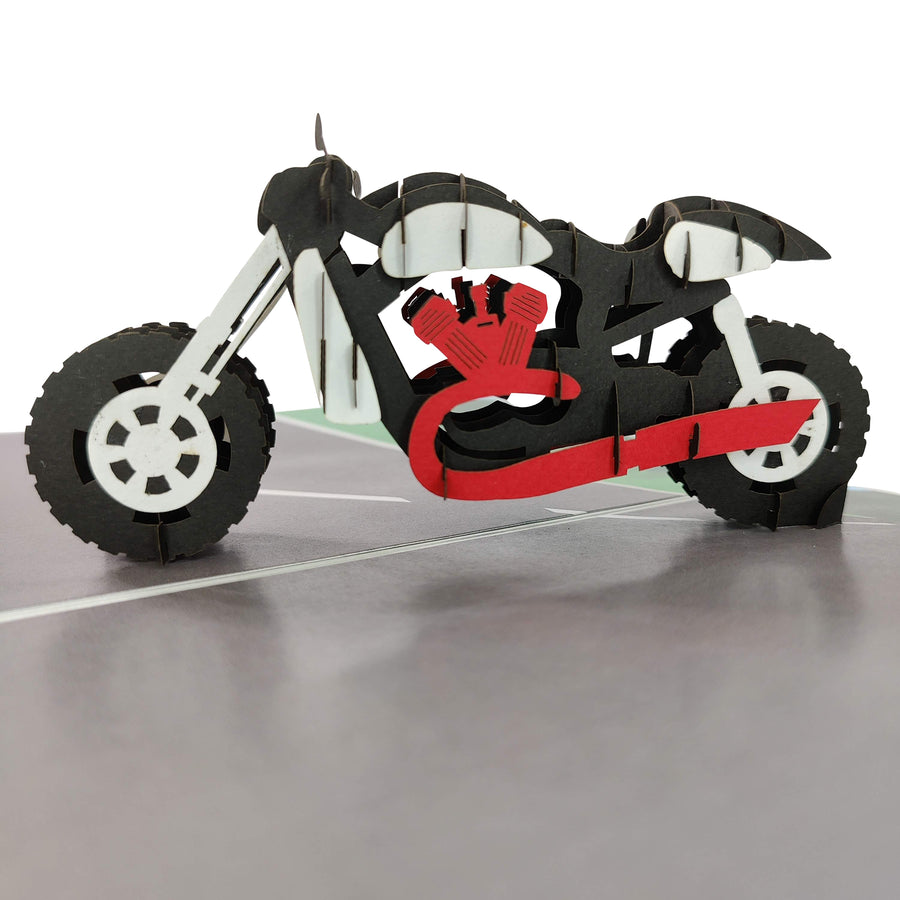 Red & Black Motorbike Pop-Up Card
