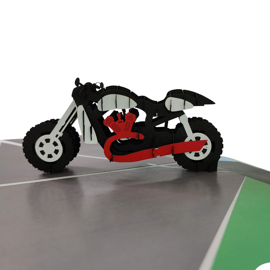 Red & Black Motorbike Pop-Up Card