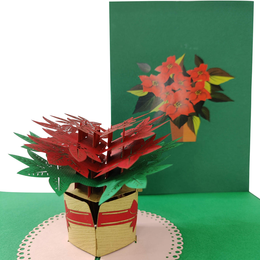 Poinsettia Vase Pop-Up Card