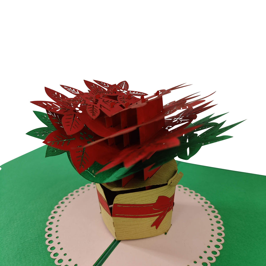Poinsettia Vase Pop-Up Card