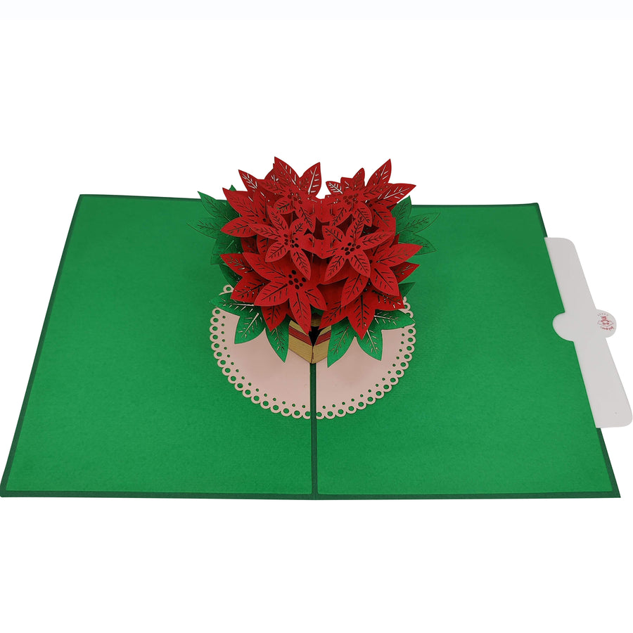 Poinsettia Vase Pop-Up Card
