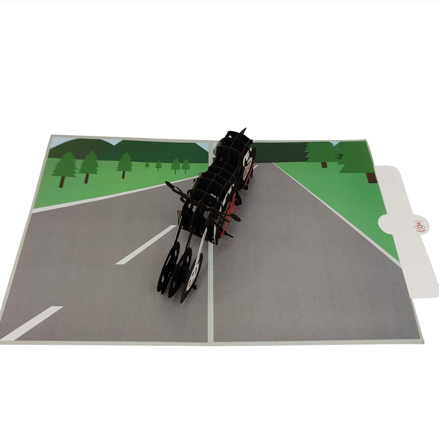 Red & Black Motorbike Pop-Up Card