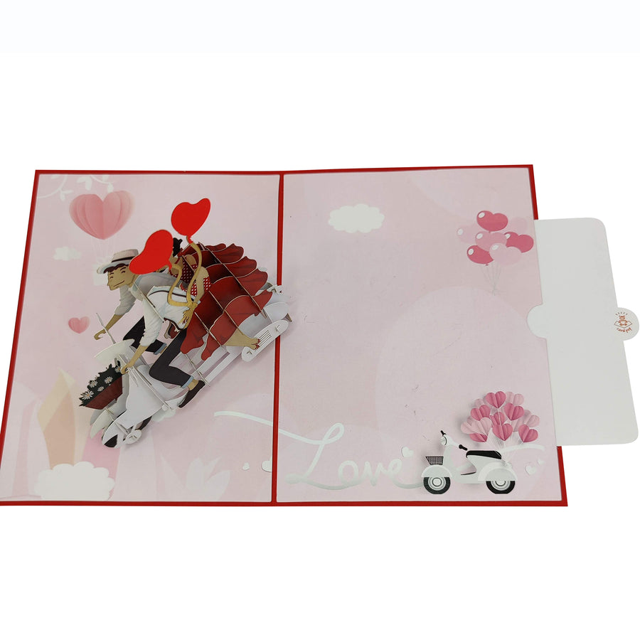 Romantic Moped Adventure Pop-Up Card