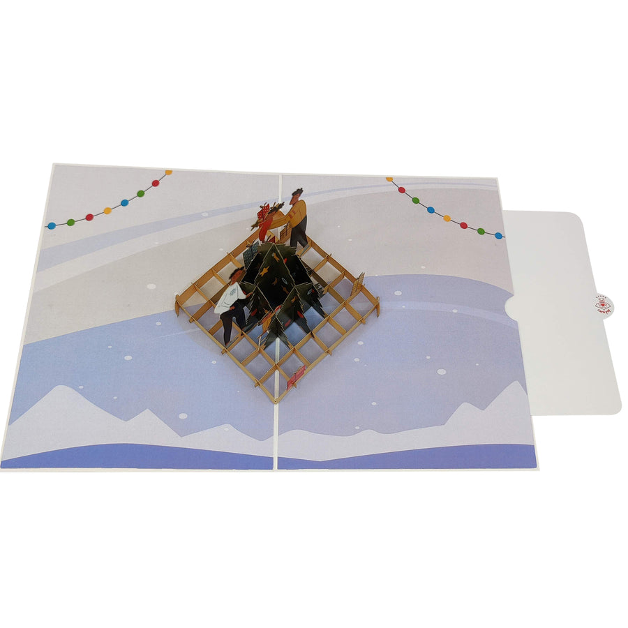 Family Decorating Tree Pop-Up Card