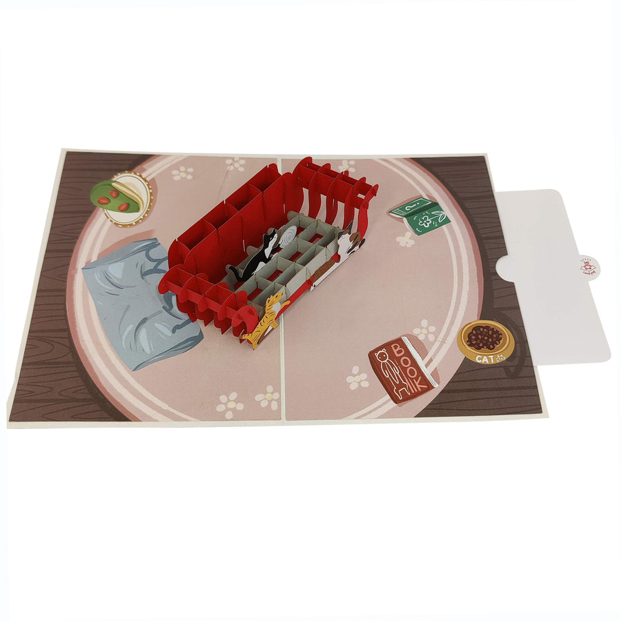 Cats on the Red Sofa Pop-Up Card