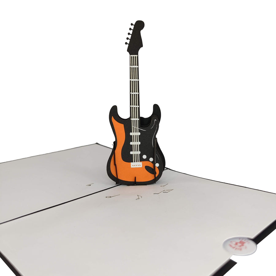 Black & Orange Electric Guitar Pop-Up Card