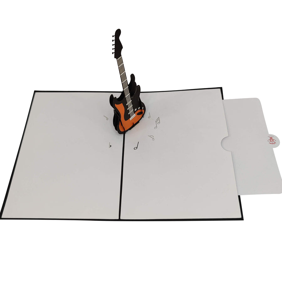 Black & Orange Electric Guitar Pop-Up Card