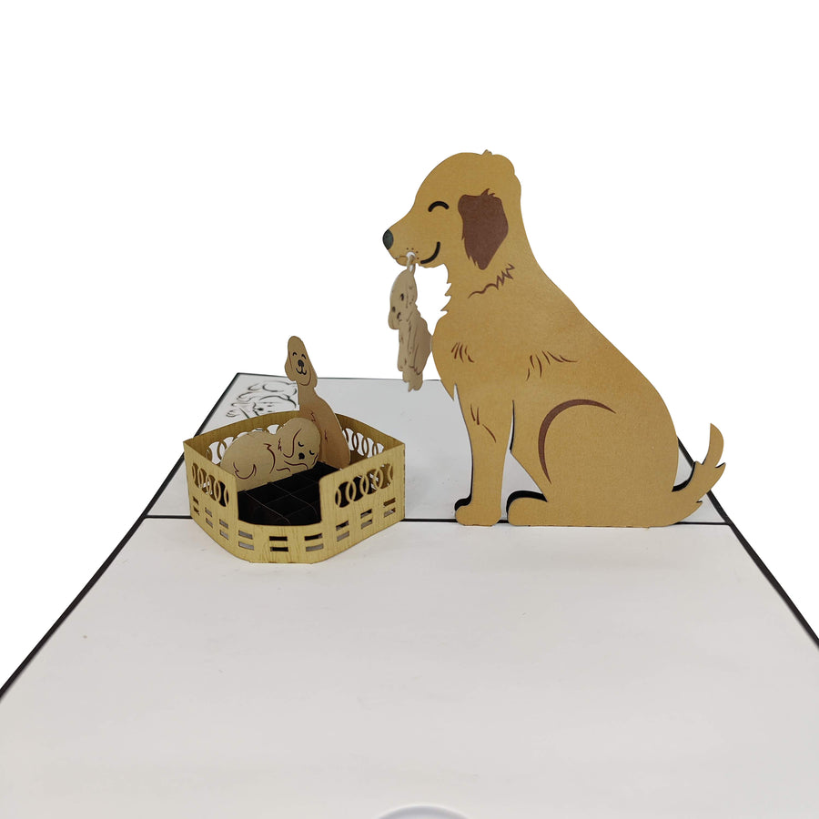 Golden Labrador Mum & Puppies Pop-Up Card