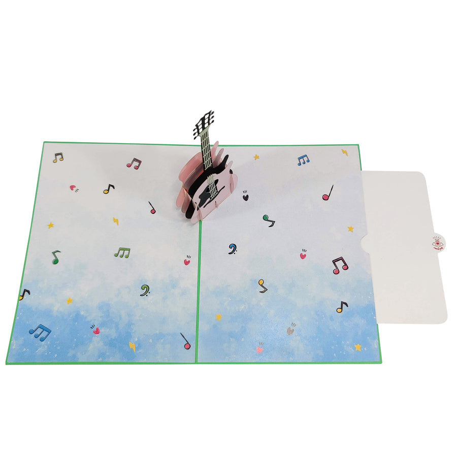 Pink Acoustic Guitar Pop-Up Card
