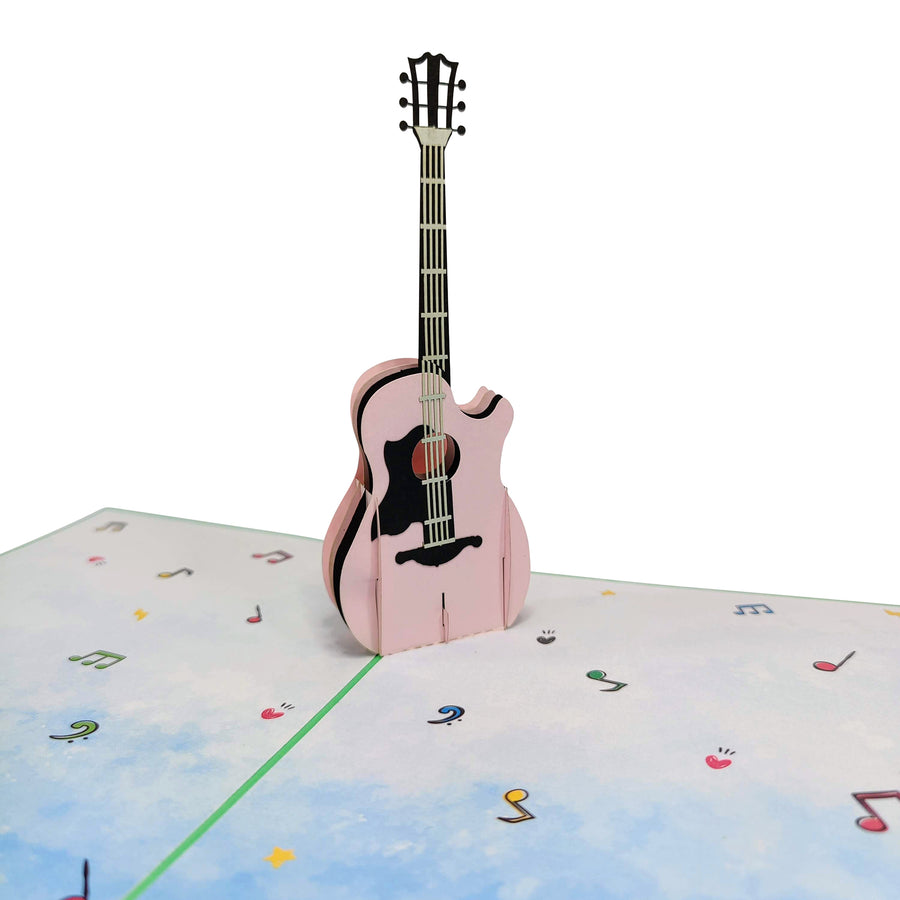 Pink Acoustic Guitar Pop-Up Card