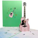 Pink Acoustic Guitar Pop-Up Card