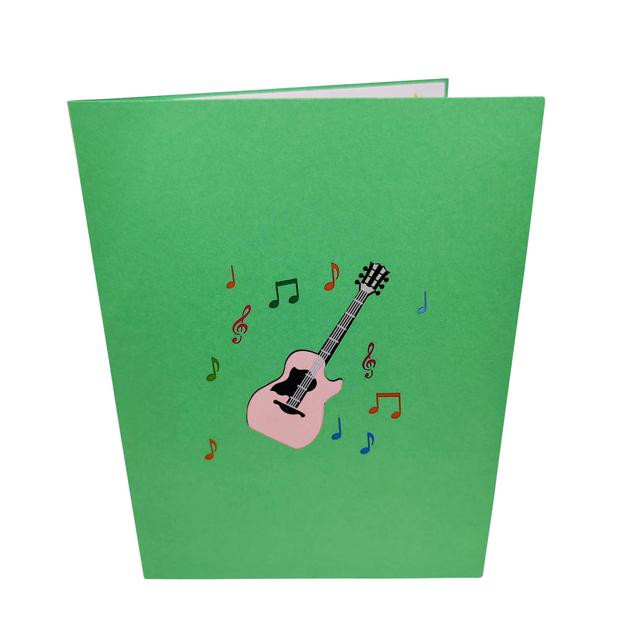 Pink Acoustic Guitar Pop-Up Card