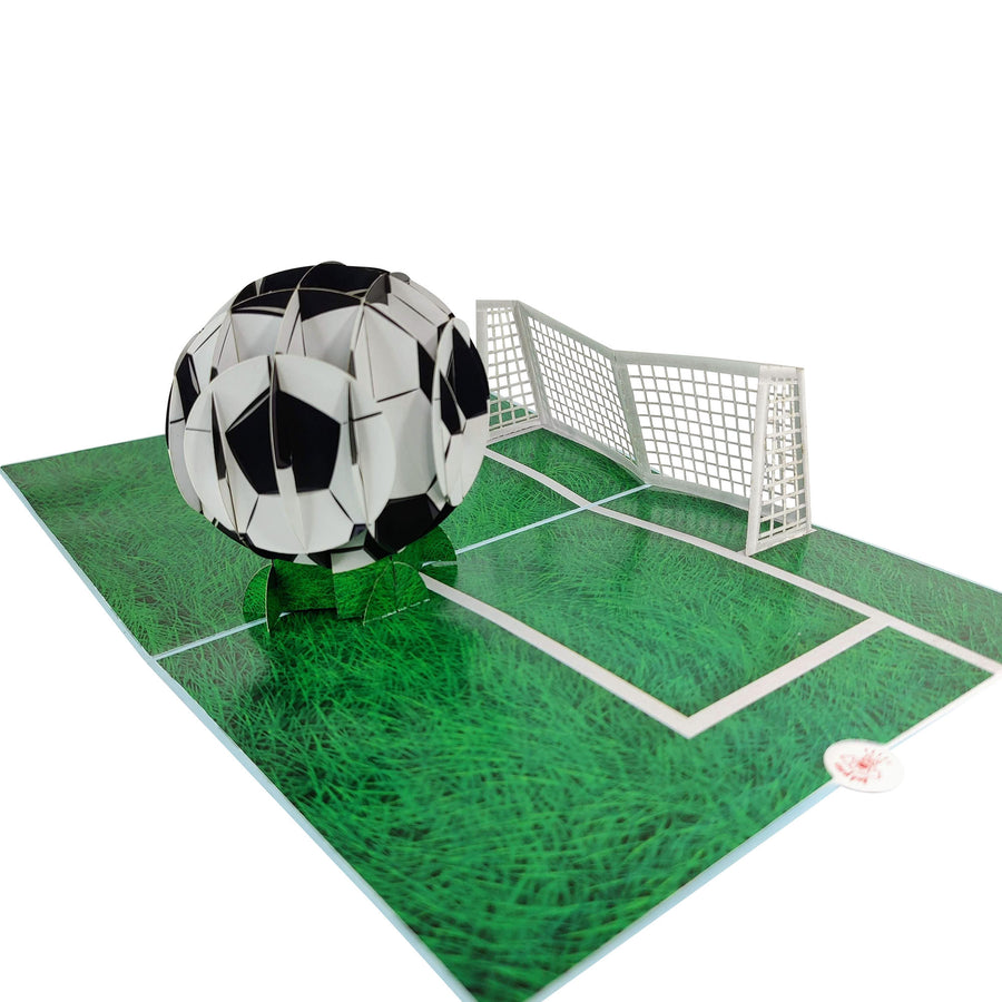 Light Blue Football & Goal Pop-Up Card
