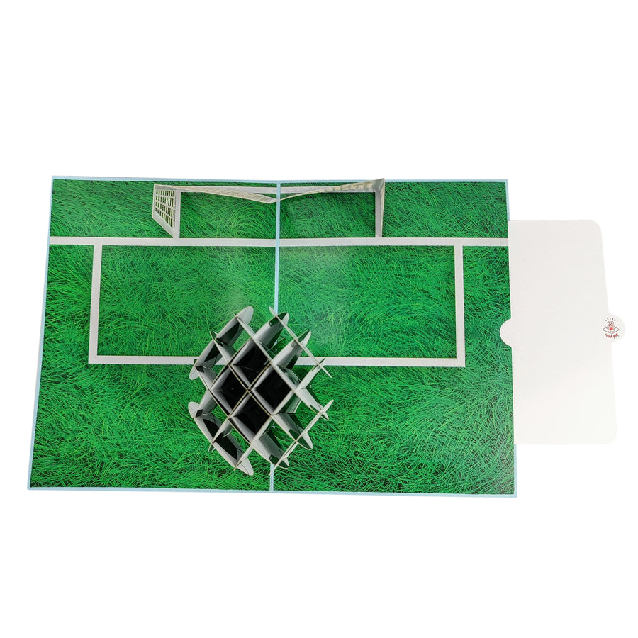 Light Blue Football & Goal Pop-Up Card