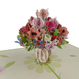 Mixed Pink Flower Bouquet Pop-Up Card