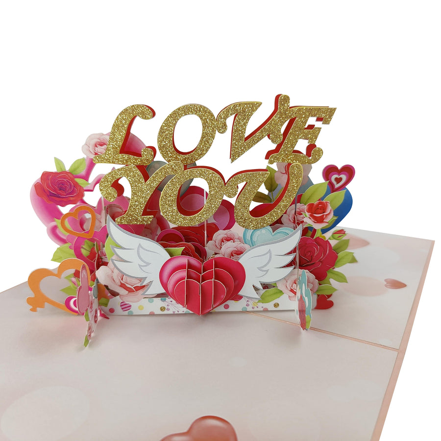 “Love You” Love Heart Pop-Up Card