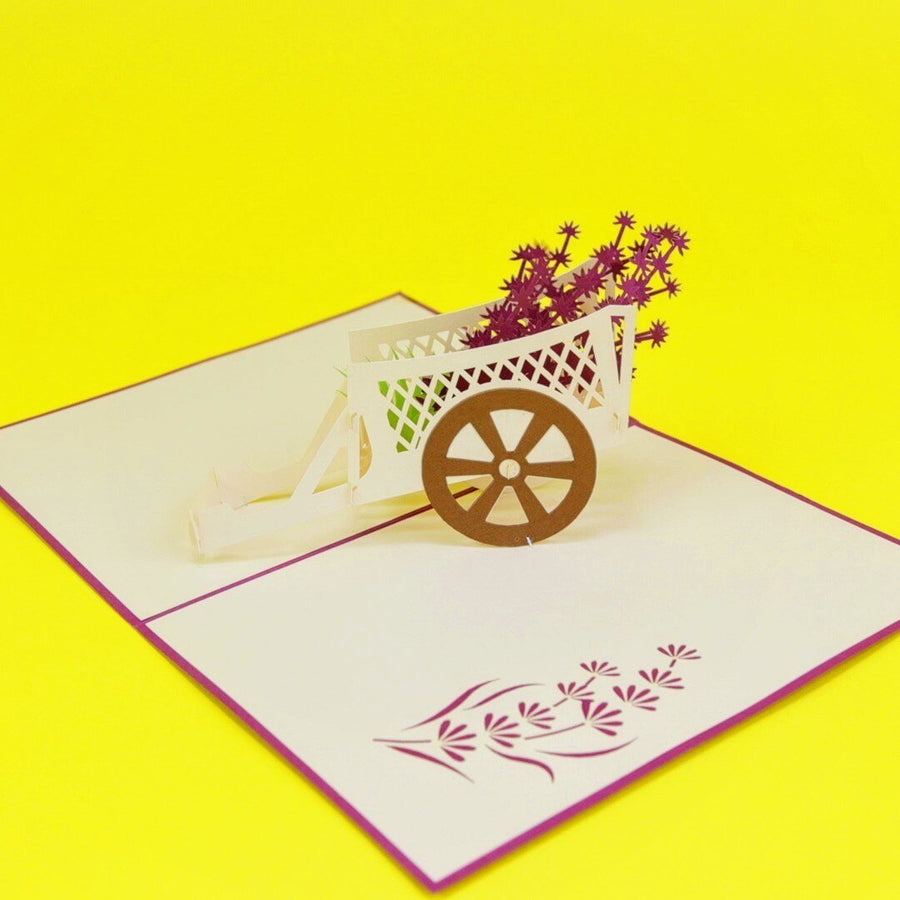 Purple Lavender Flower Cart Popup Card