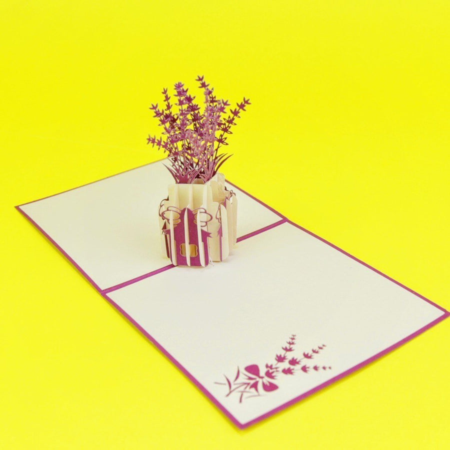 Purple Lavender Flower Vase Popup Card